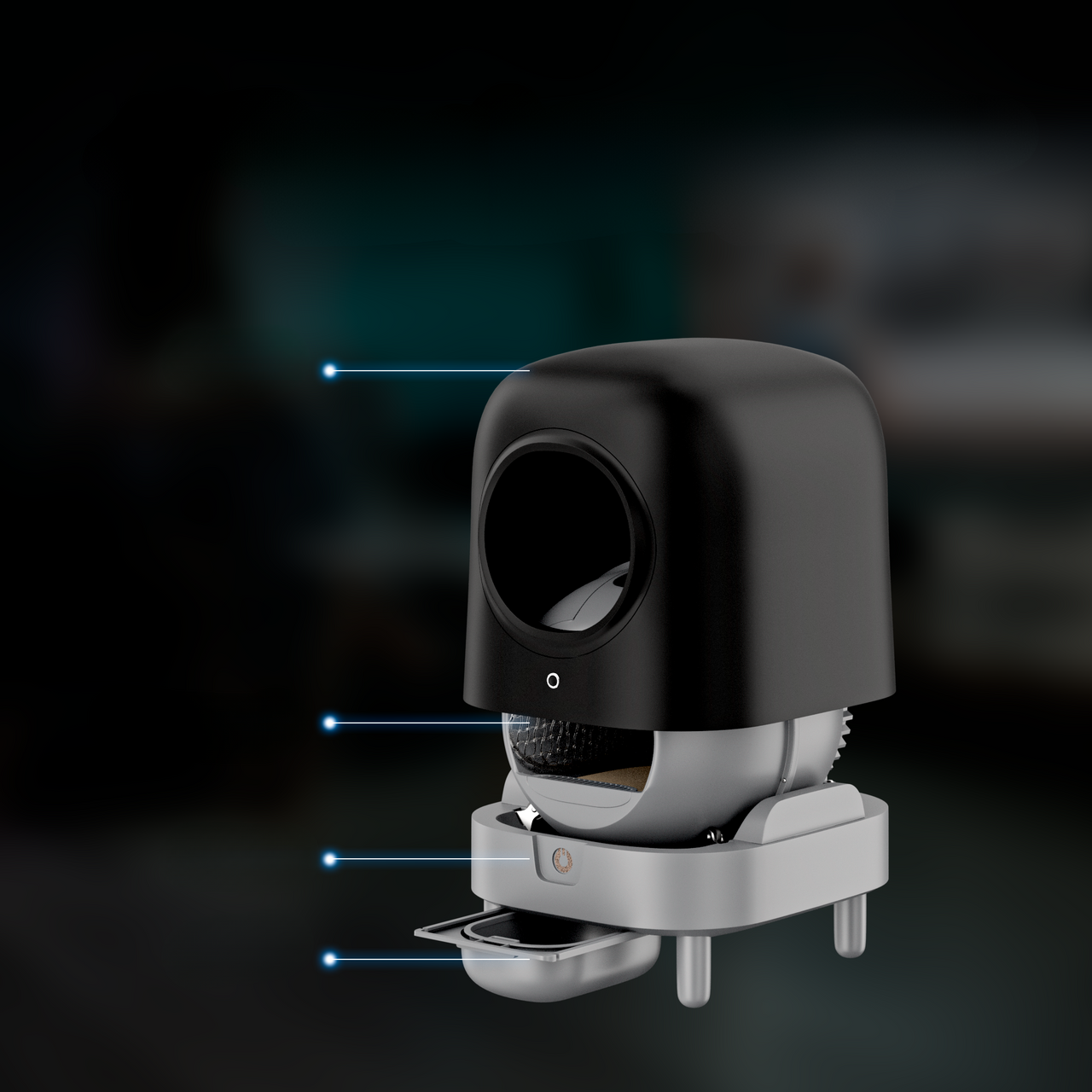 Petree Cube - Self-Cleaning Litter Box - Black Edition